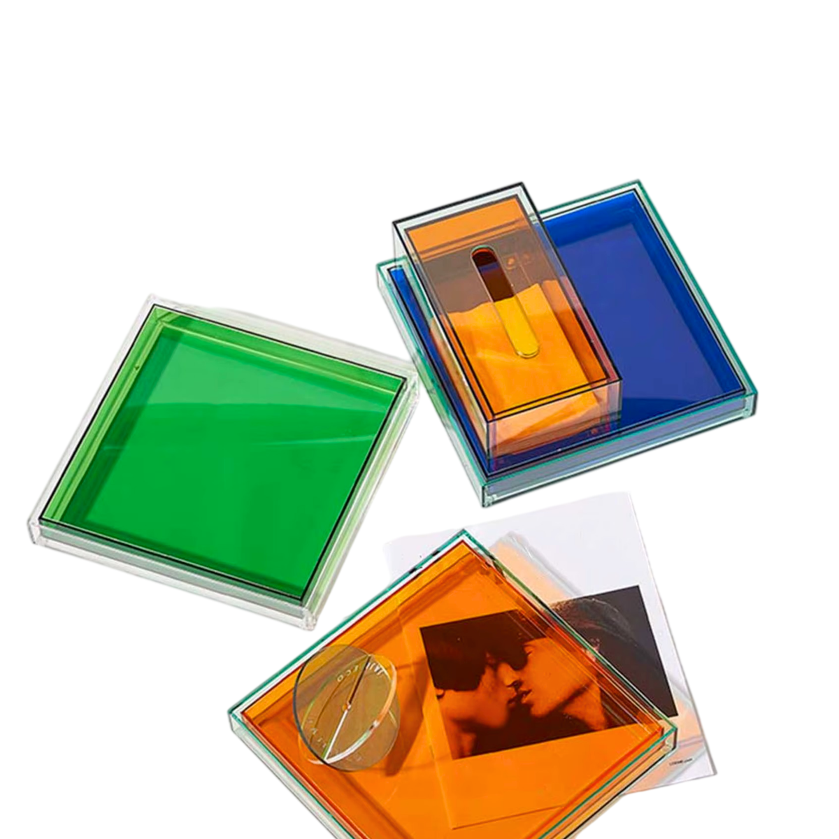 Colorful Acrylic Serving Tray Square Decorative Home Storage Tray