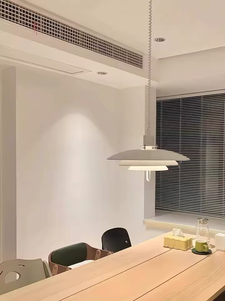 layered pendant light - telescopic ceiling lamp, adjustable height accent piece styled on a shelf or console table