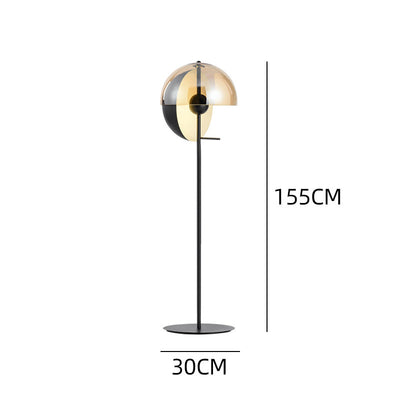 Glass Floor Lamp | Contemporary Half Dome Living Room Light