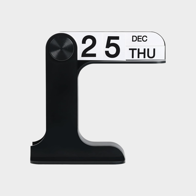 desktop flipping calendar - modern black desk organizer handcrafted home decor accent for shelf display
