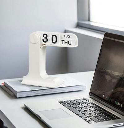 desktop flipping calendar - modern black desk organizer statement decor for eclectic modern interiors