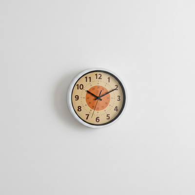 Modern 8” Orange Wall Clock – Minimalist Silent Quartz Clock