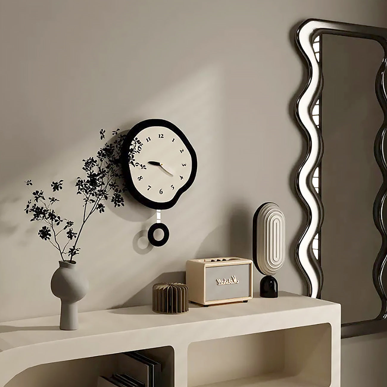 Abstract Wall Clock - Silent Pendulum Quartz Timepiece