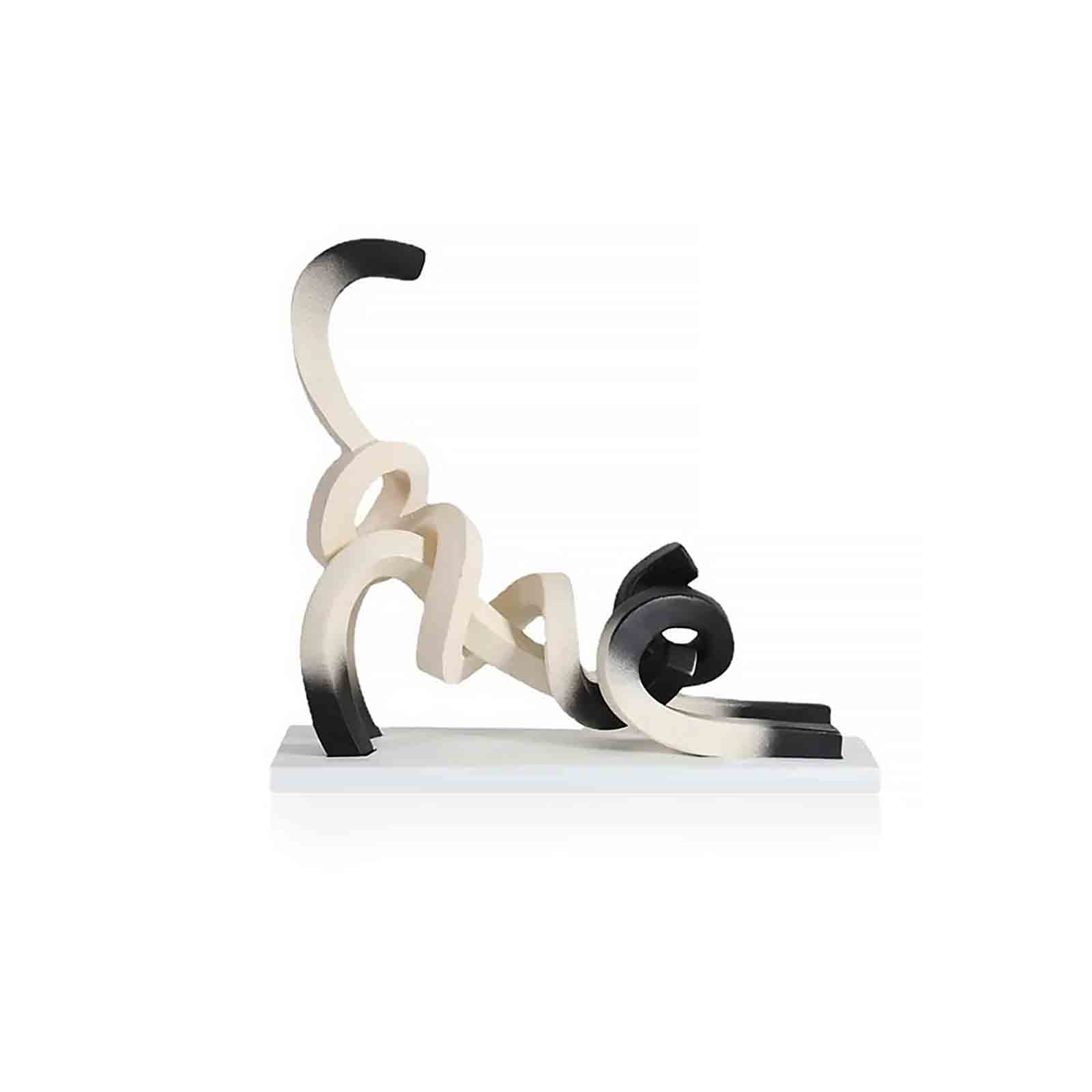 Twisted Siamese Cat Sculpture - Abstract Minimalism Resin Figurine