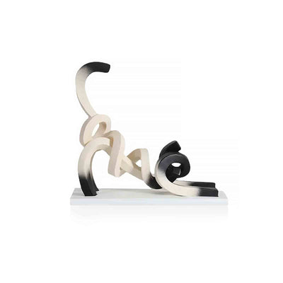 Twisted Siamese Cat Sculpture - Abstract Minimalism Resin Figurine