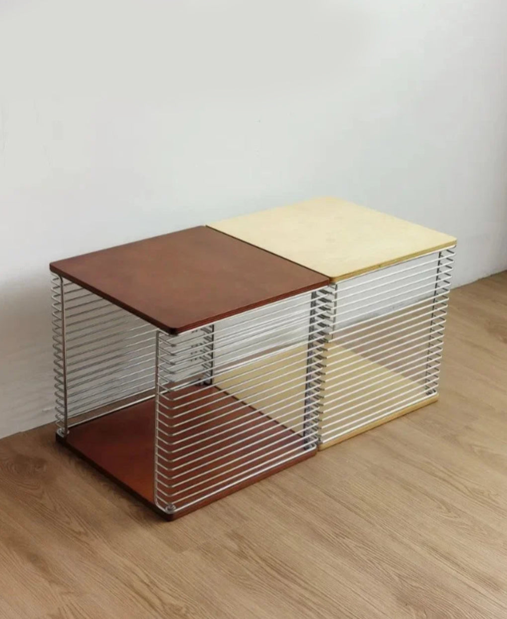 Modular Cube Storage - Solid Wood Shelf With Metal Frame