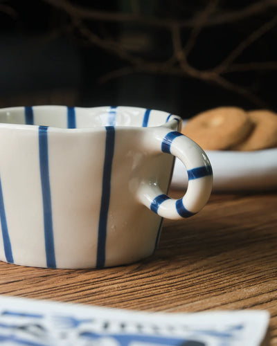 Atelier Stripe Cup – Minimalist Hand-Painted Ceramic Mug