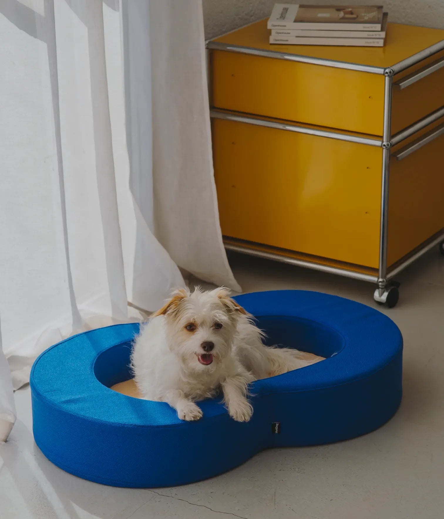 Viscoelastic bed blue and beige
