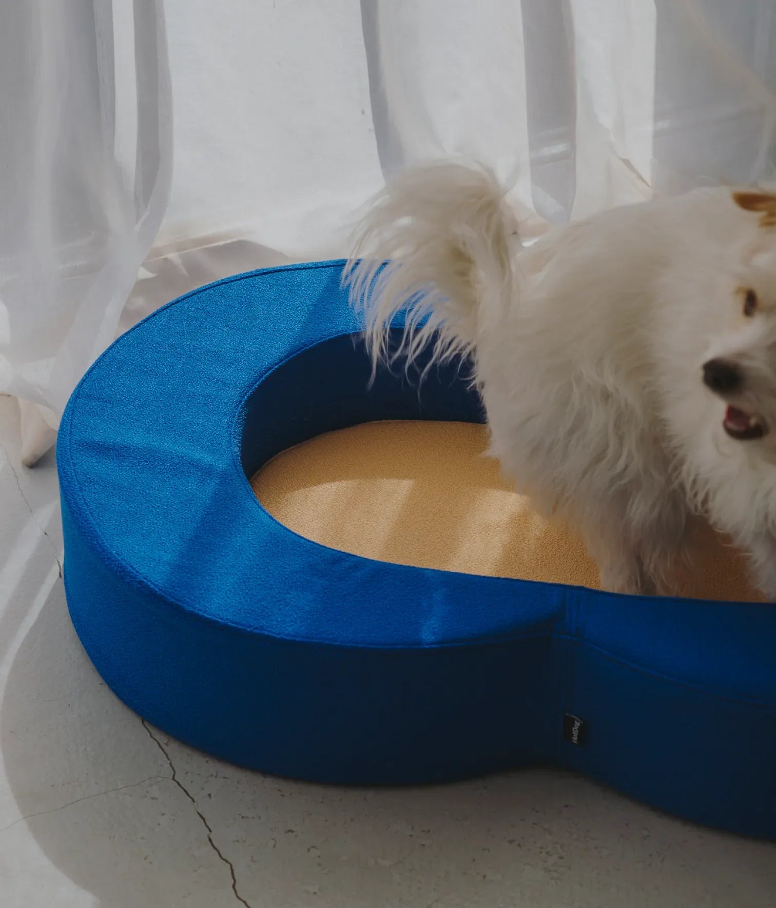Viscoelastic bed blue and beige