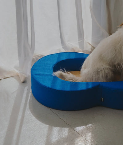 Viscoelastic bed blue and beige