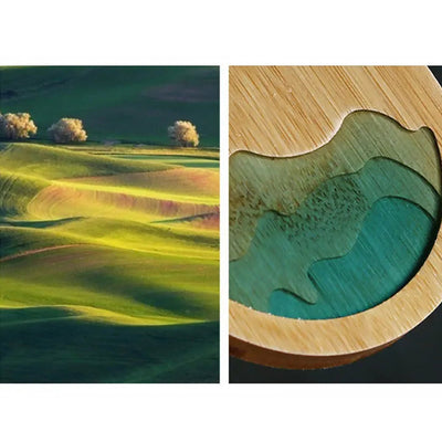 Epoxy Art Wooden Coaster - Beach Themed Bamboo Drink Accessory
