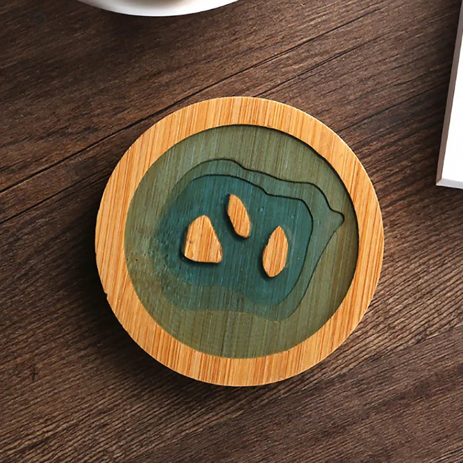 Epoxy Art Wooden Coaster - Beach Themed Bamboo Drink Accessory