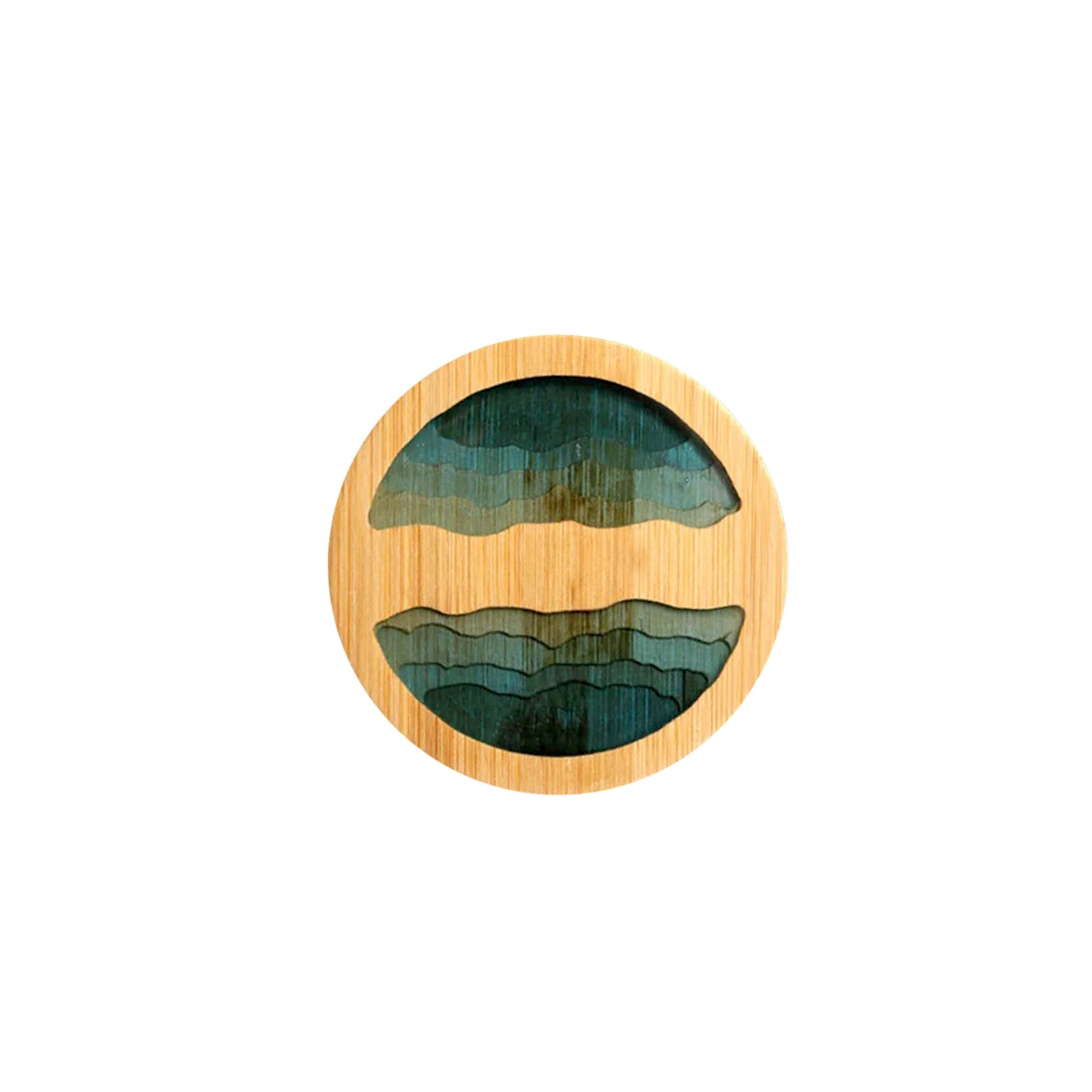 Epoxy Art Wooden Coaster - Beach Themed Bamboo Drink Accessory