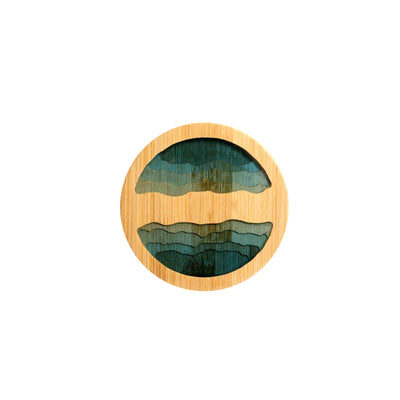 Epoxy Art Wooden Coaster - Beach Themed Bamboo Drink Accessory