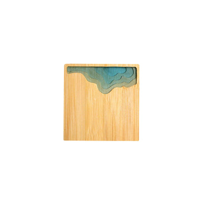 Epoxy Art Wooden Coaster - Beach Themed Bamboo Drink Accessory