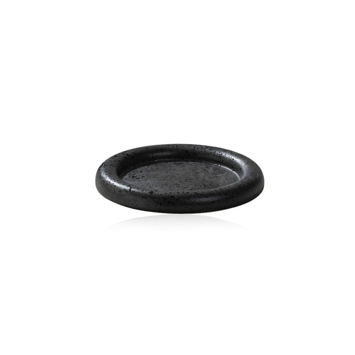 Black Ceramic Dinner Plate - Minimalist Thick Stoneware