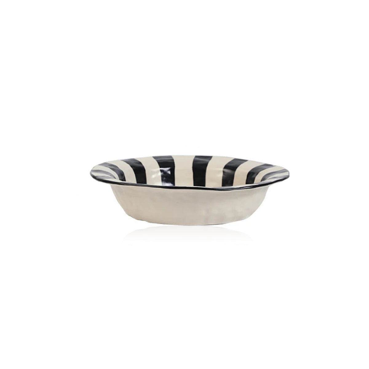 Black White Ceramic Plate | Modern Durable Striped Plate