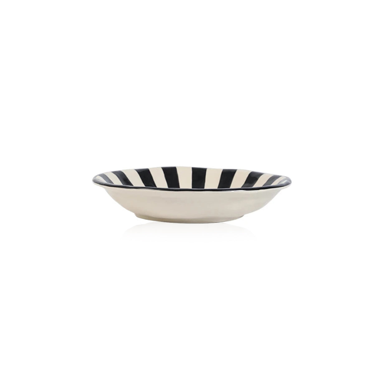 Black White Ceramic Plate | Modern Durable Striped Plate