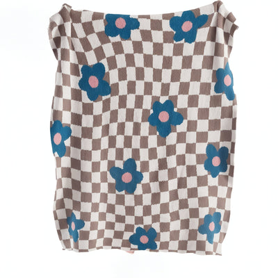 BLOOM & CHECKERBOARD | Retro-Modern Plush Throw