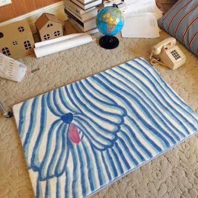 Blue Sheep Dog Rug – Soft Fluffy Area Carpet