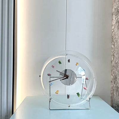 Animal Ornaments Clock - Transparent Hour Hand Wall & Shelf Timepiece