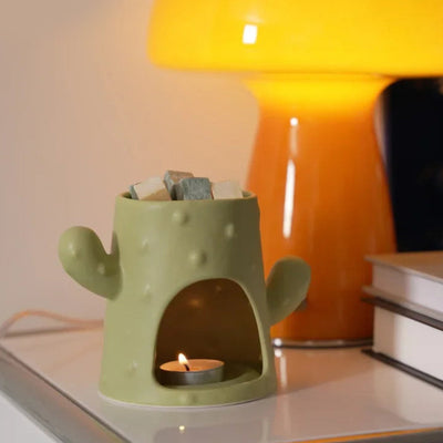 Ceramic Aromatherapy Furnace | Handcrafted Cactus Decor