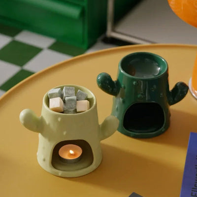 Ceramic Aromatherapy Furnace | Handcrafted Cactus Decor