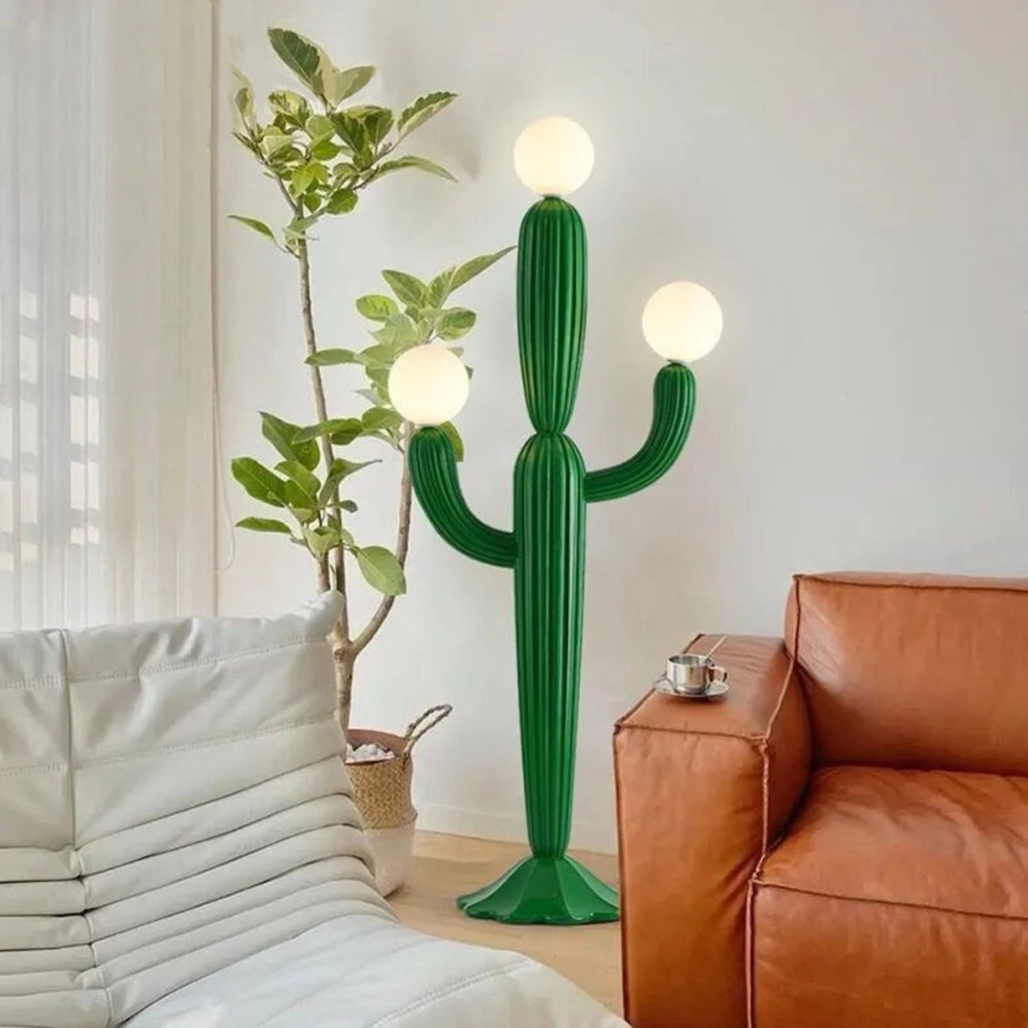 Cactus Floor Lamp - Modern Sculptural Resin Light