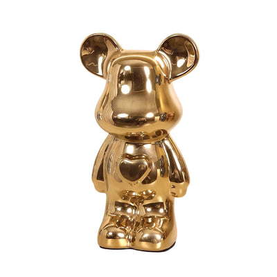 METALLIC-BEAR | Ceramic Heart Bear Decor