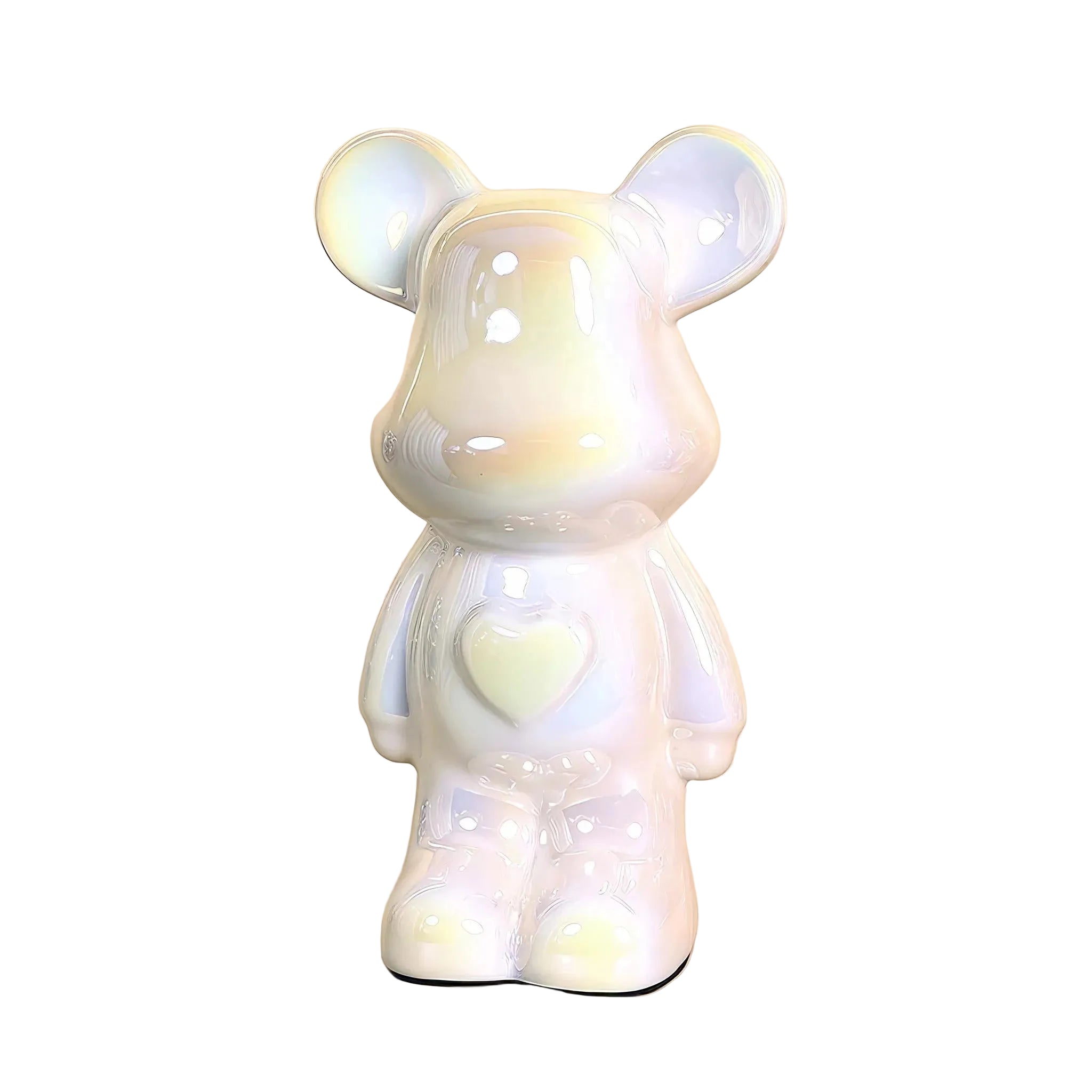 METALLIC-BEAR | Ceramic Heart Bear Decor