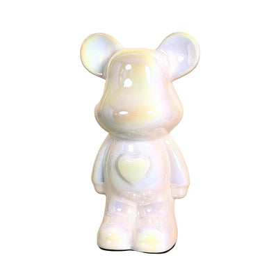 METALLIC-BEAR | Ceramic Heart Bear Decor