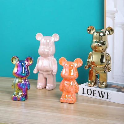 METALLIC-BEAR | Ceramic Heart Bear Decor