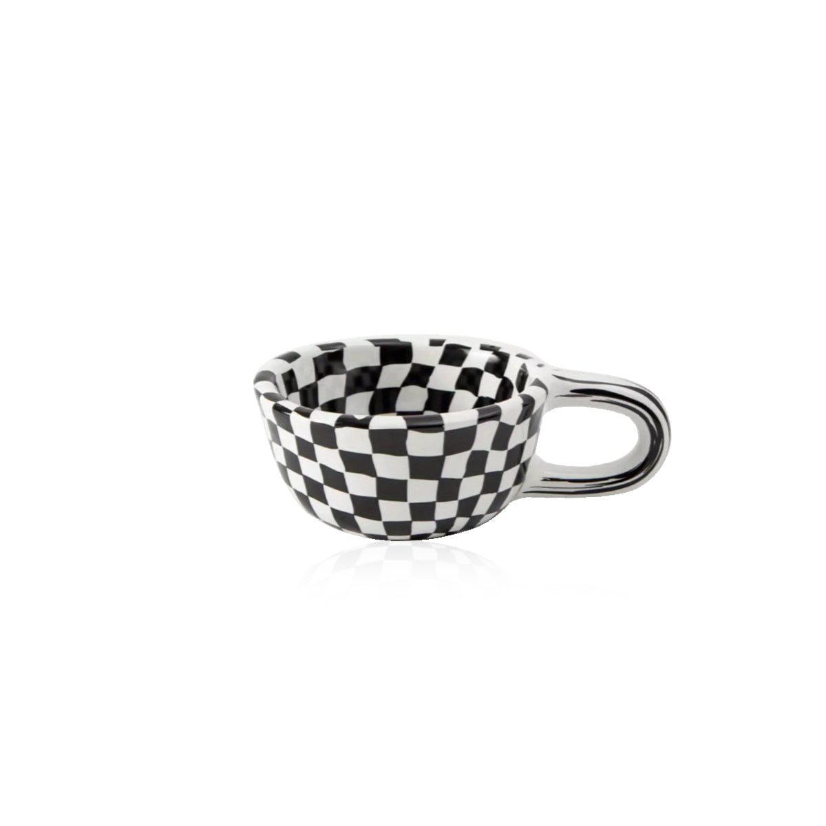 Ceramic Coffee Cup – Plaid Durable Mug 6.7oz