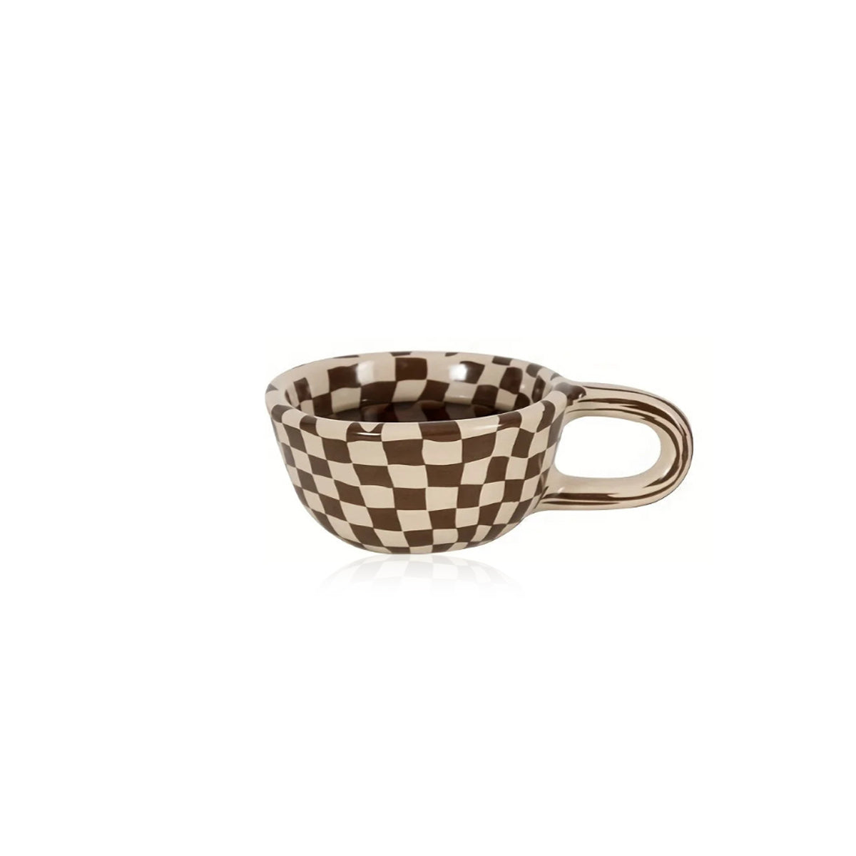 Ceramic Coffee Cup – Plaid Durable Mug 6.7oz