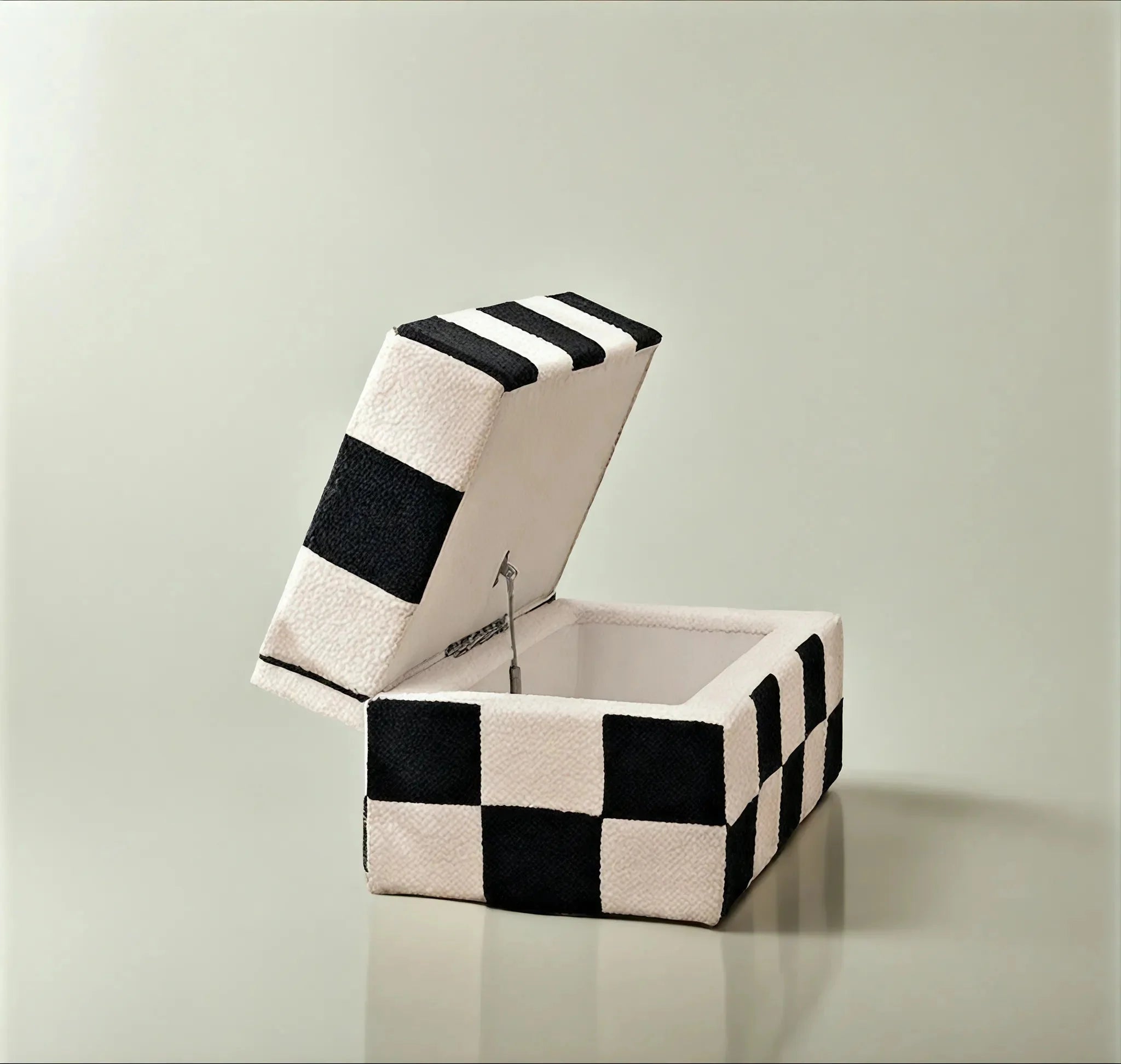 VELVET-CHECK | Checkered Storage Ottoman
