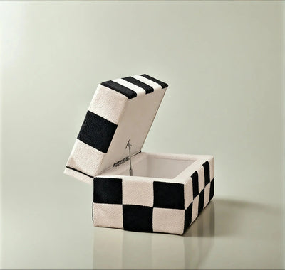 VELVET-CHECK | Checkered Storage Ottoman