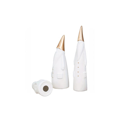 Santa Ceramic Ornament Set - White Christmas Shelf Decor