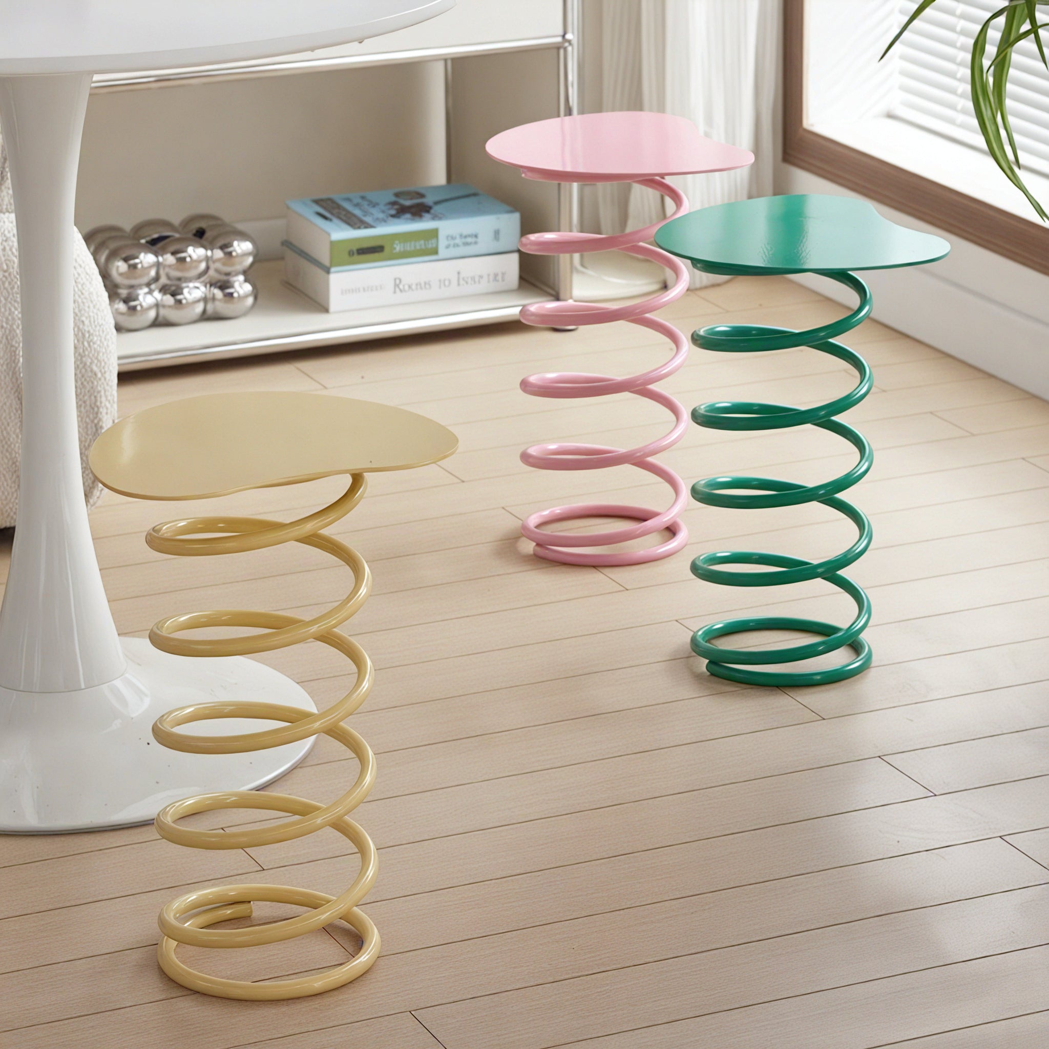 COIL PERCH | Vibrant Spiral Stool-Table Combo