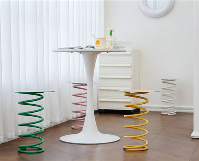 COIL PERCH | Vibrant Spiral Stool-Table Combo