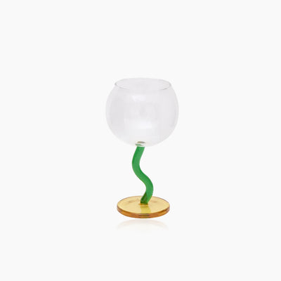 Twisted Wine Glass - Colored Borosilicate Bubble 300ml