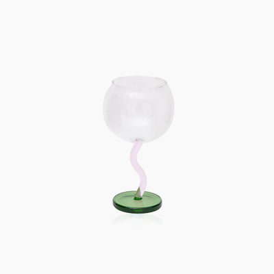 Twisted Wine Glass - Colored Borosilicate Bubble 300ml