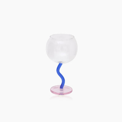 Twisted Wine Glass - Colored Borosilicate Bubble 300ml