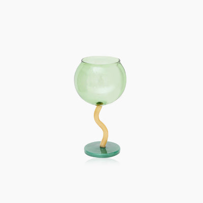 Twisted Wine Glass - Colored Borosilicate Bubble 300ml