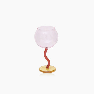 Twisted Wine Glass - Colored Borosilicate Bubble 300ml