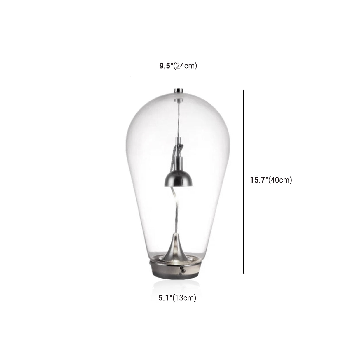 Blown Glass Table Lamp - Chrome Modern Glass Lamp