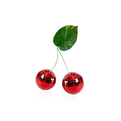 Disco Ball Ornament - 4 Inch Glass Cherry Sparkle