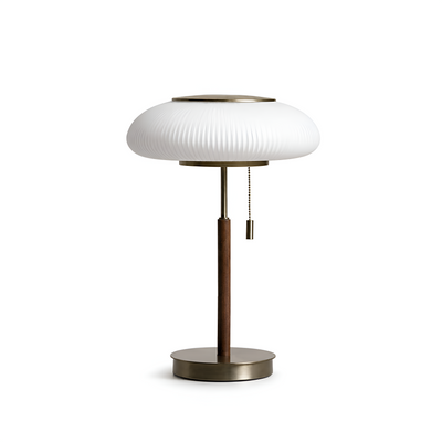 RIBBED DOME | Walnut & Brass Glass Table Lamp