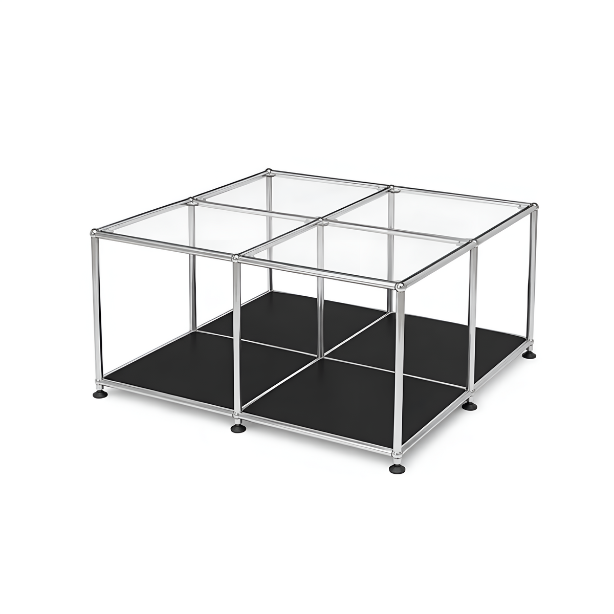 GRIDSTACK | Modular Glass & Steel Cube Table