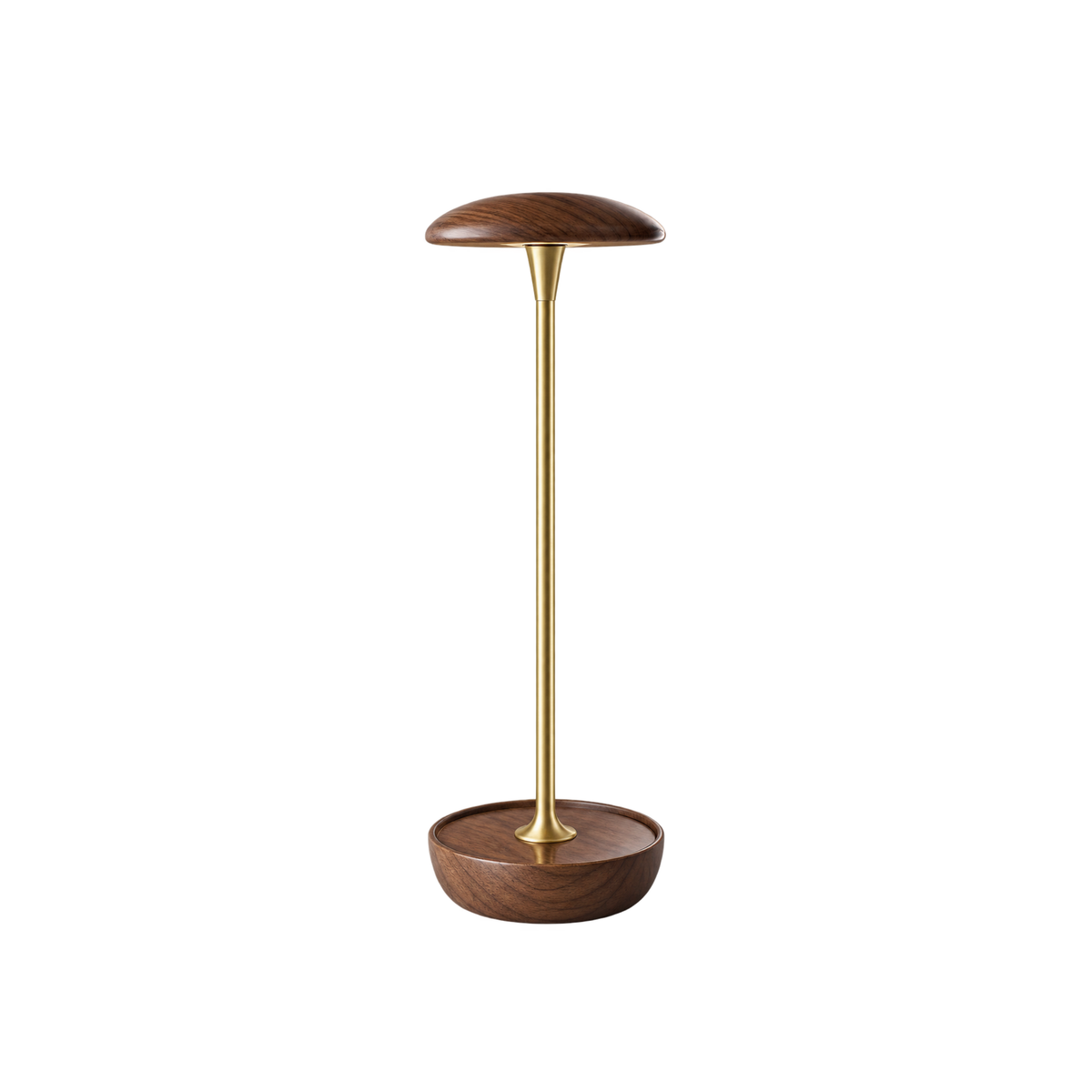 Walnut Mushroom Table Lamp – Rechargeable Touch Control