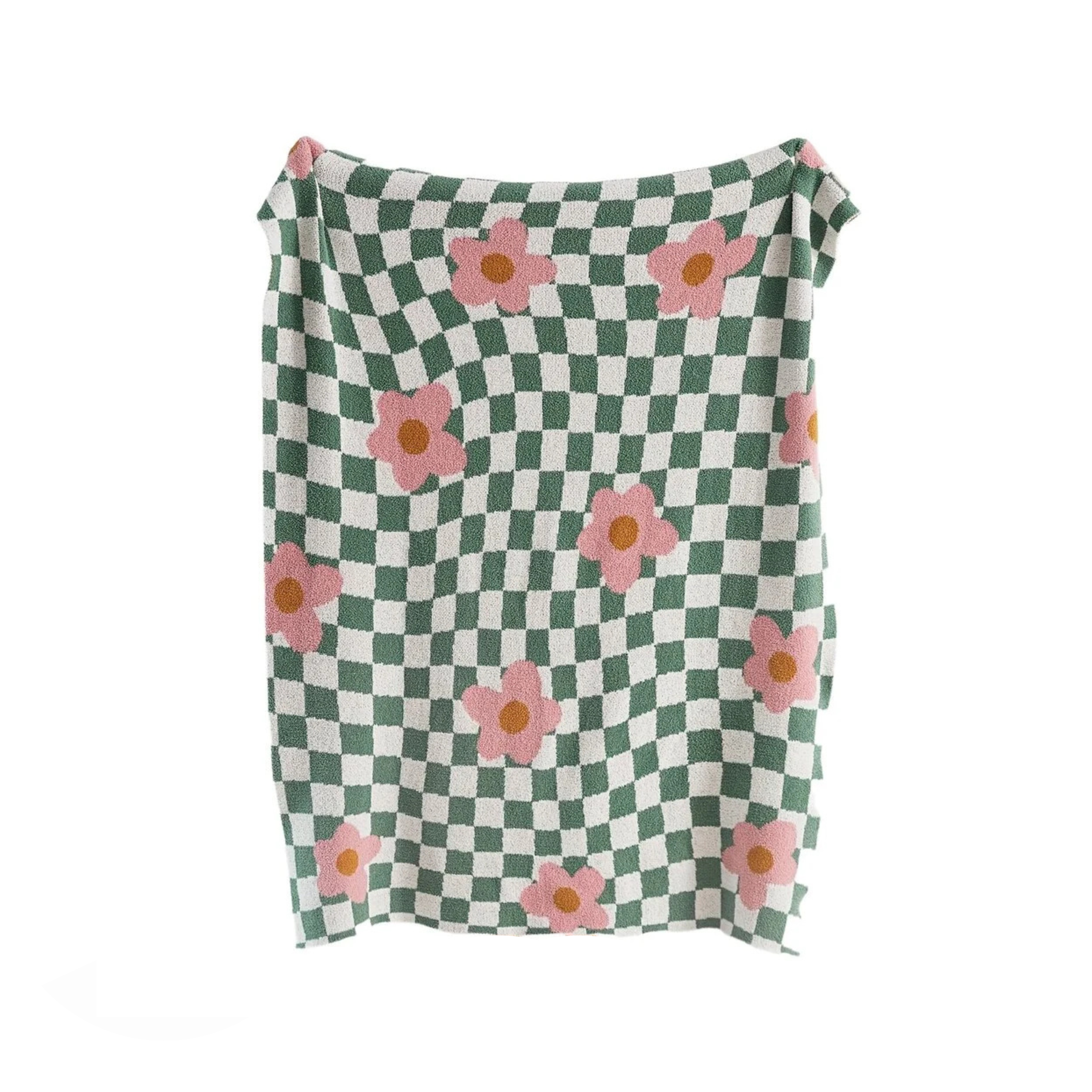 BLOOM & CHECKERBOARD | Retro-Modern Plush Throw